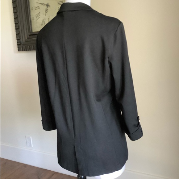 Black cuffed sleeve lapel blazer - Picture 5 of 15